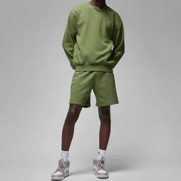 Nike Jordan Brooklyn Fleece Men's Crewneck Sweatshirt Size S Olive FJ7776-340 - Picture 7 of 7